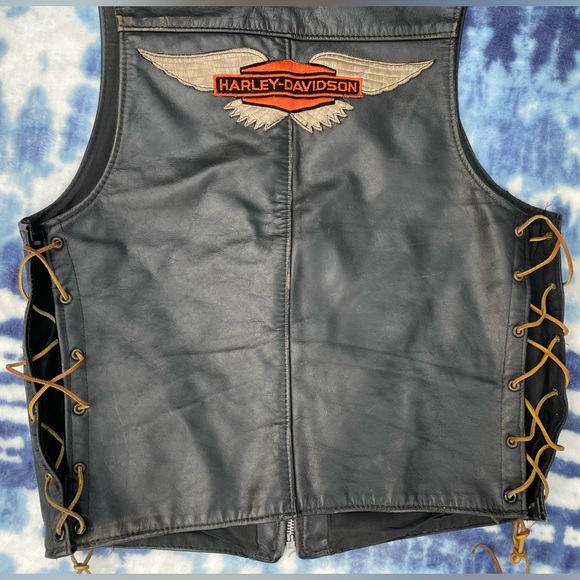 Vintage Brooks Leather Sportswear Motorcycle Vest Harley Davidson Patch size 38 - Picture 6 of 7